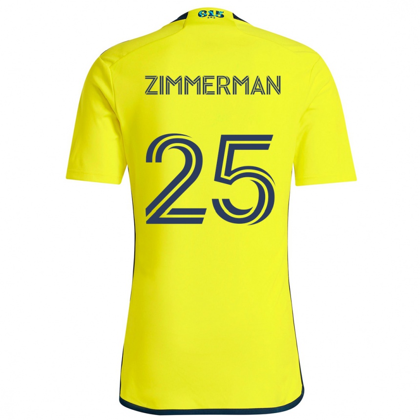 Kinder Fußball Walker Zimmerman #25 Gelb Blau Heimtrikot Trikot 2024/25 T-Shirt Luxemburg