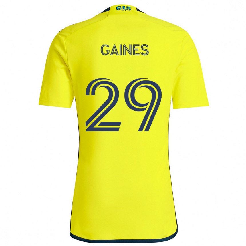 Kinder Fußball Julian Gaines #29 Gelb Blau Heimtrikot Trikot 2024/25 T-Shirt Luxemburg