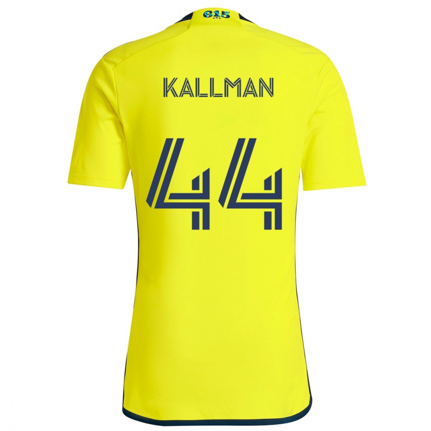 Kinder Fußball Brent Kallman #44 Gelb Blau Heimtrikot Trikot 2024/25 T-Shirt Luxemburg