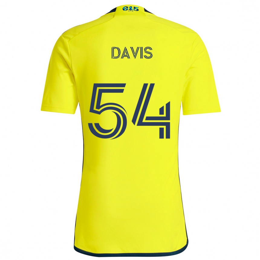 Kinder Fußball Sean Davis #54 Gelb Blau Heimtrikot Trikot 2024/25 T-Shirt Luxemburg