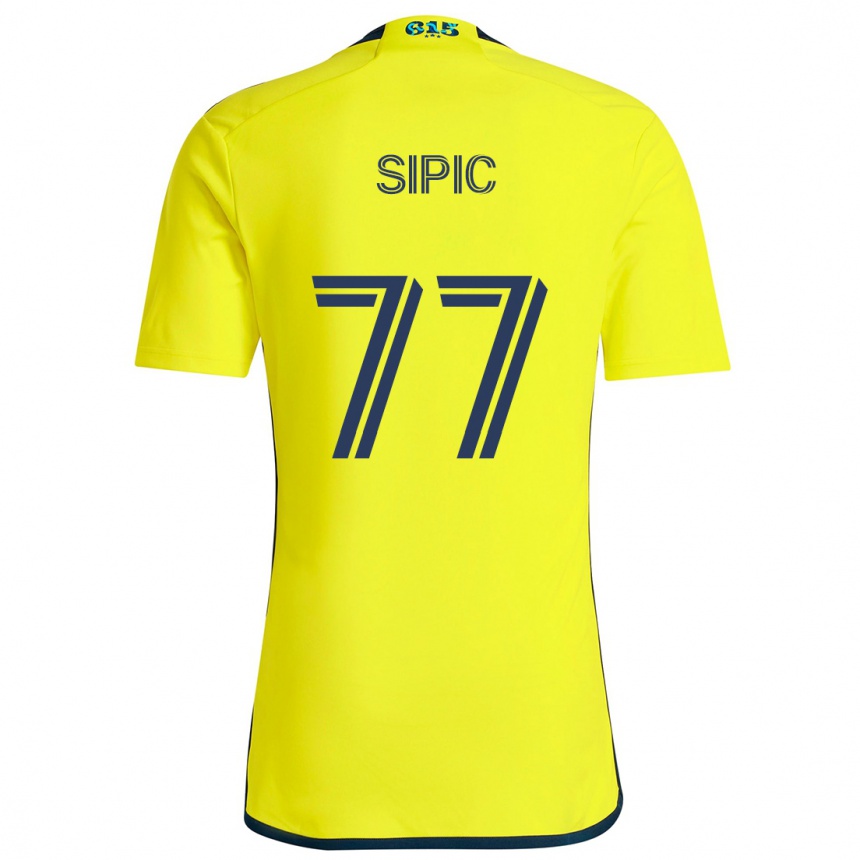 Kinder Fußball Adem Sipić #77 Gelb Blau Heimtrikot Trikot 2024/25 T-Shirt Luxemburg