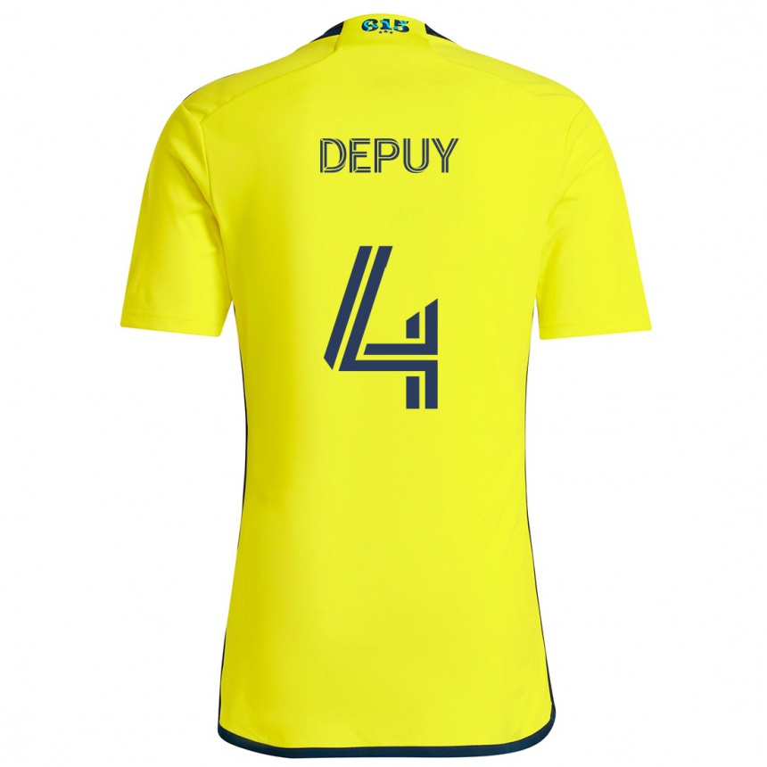 Kinder Fußball Nick Depuy #4 Gelb Blau Heimtrikot Trikot 2024/25 T-Shirt Luxemburg