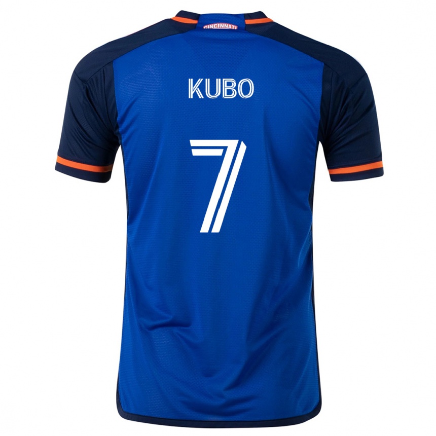 Kinder Fußball Yuya Kubo #7 Blau Weiss Heimtrikot Trikot 2024/25 T-Shirt Luxemburg