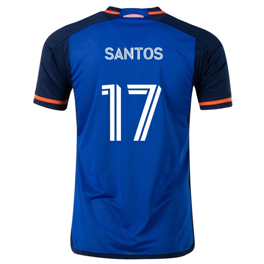 Kinder Fußball Sergio Santos #17 Blau Weiss Heimtrikot Trikot 2024/25 T-Shirt Luxemburg