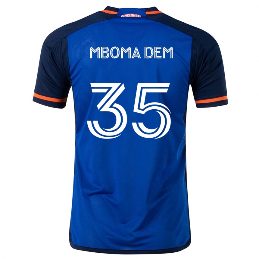 Kinder Fußball Kenji Mboma Dem #35 Blau Weiss Heimtrikot Trikot 2024/25 T-Shirt Luxemburg