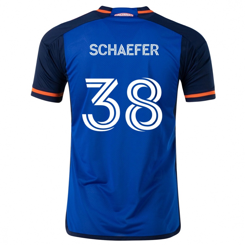 Kinder Fußball Brian Schaefer #38 Blau Weiss Heimtrikot Trikot 2024/25 T-Shirt Luxemburg