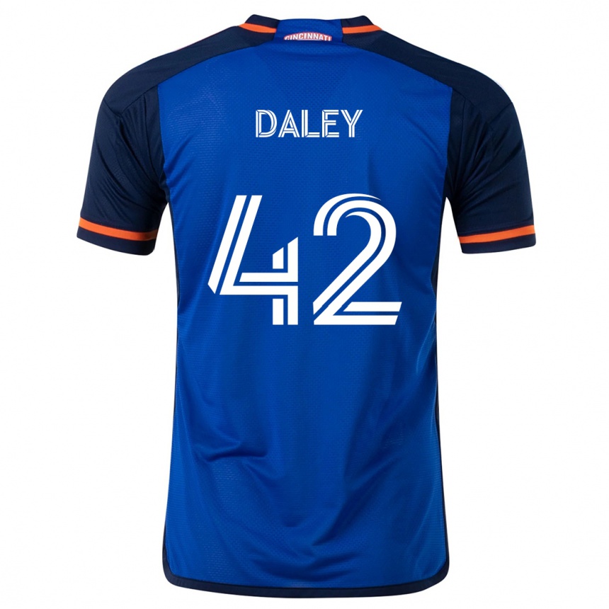 Kinder Fußball Amir Daley #42 Blau Weiss Heimtrikot Trikot 2024/25 T-Shirt Luxemburg