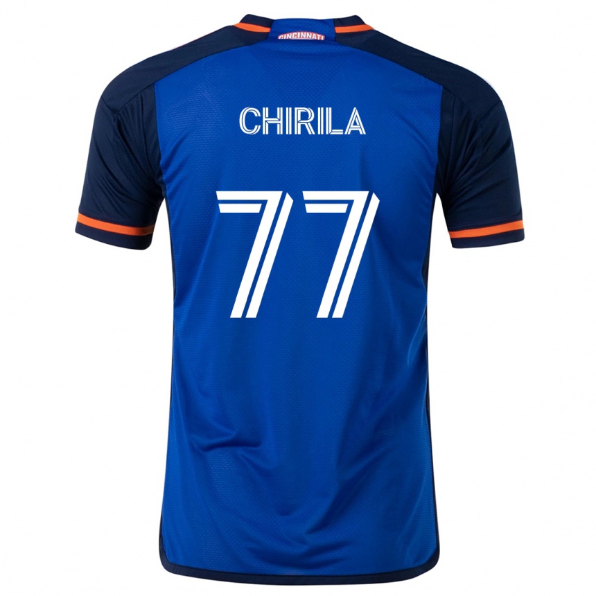 Kinder Fußball Stefan Chirila #77 Blau Weiss Heimtrikot Trikot 2024/25 T-Shirt Luxemburg