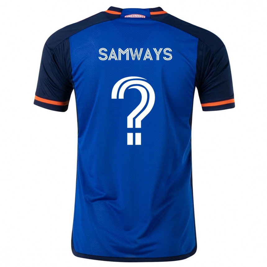 Kinder Fußball Nicholas Samways #0 Blau Weiss Heimtrikot Trikot 2024/25 T-Shirt Luxemburg