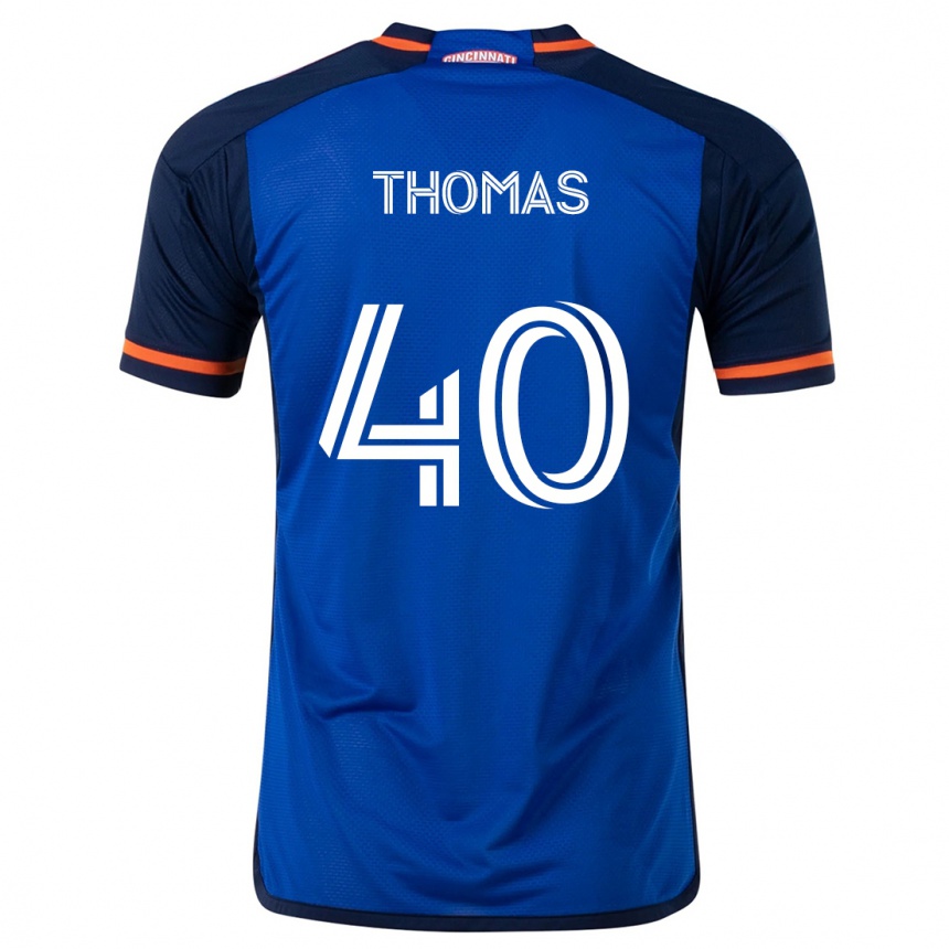 Kinder Fußball Kai Thomas #40 Blau Weiss Heimtrikot Trikot 2024/25 T-Shirt Luxemburg