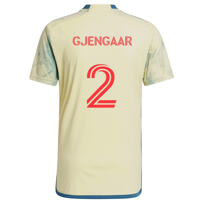 Kinder Fußball Dennis Gjengaar #2 Gelb Rot Blau Heimtrikot Trikot 2024/25 T-Shirt Luxemburg