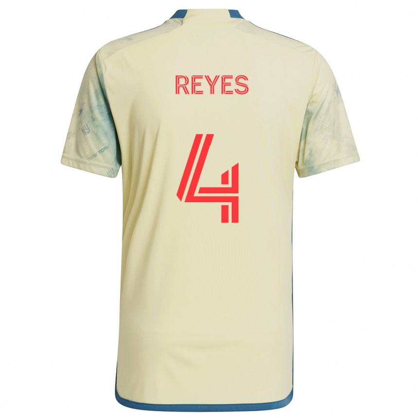 Kinder Fußball Andrés Reyes #4 Gelb Rot Blau Heimtrikot Trikot 2024/25 T-Shirt Luxemburg