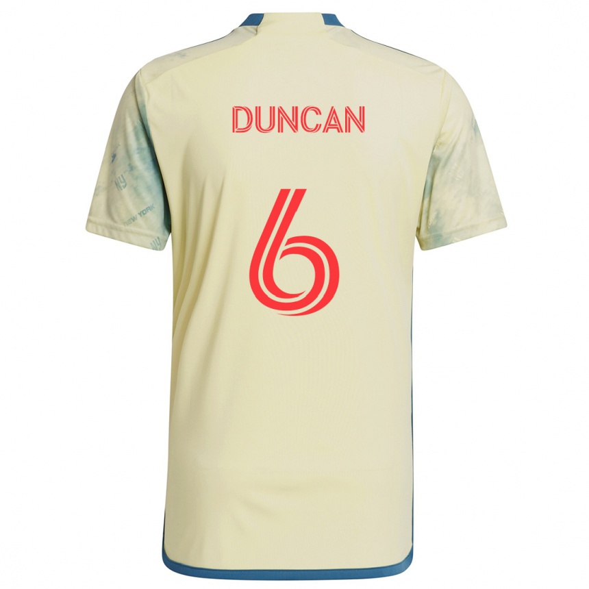 Kinder Fußball Kyle Duncan #6 Gelb Rot Blau Heimtrikot Trikot 2024/25 T-Shirt Luxemburg