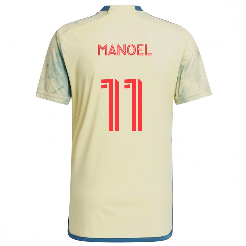 Kinder Fußball Elias Manoel #11 Gelb Rot Blau Heimtrikot Trikot 2024/25 T-Shirt Luxemburg