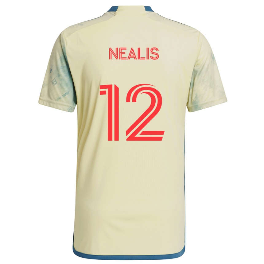 Kinder Fußball Dylan Nealis #12 Gelb Rot Blau Heimtrikot Trikot 2024/25 T-Shirt Luxemburg