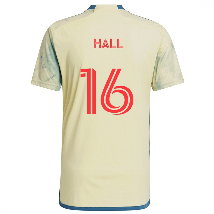 Kinder Fußball Julian Hall #16 Gelb Rot Blau Heimtrikot Trikot 2024/25 T-Shirt Luxemburg