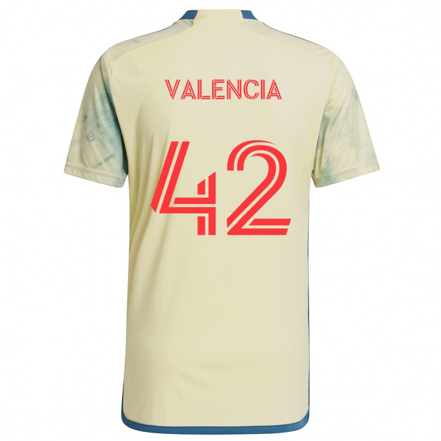 Kinder Fußball Omar Valencia #42 Gelb Rot Blau Heimtrikot Trikot 2024/25 T-Shirt Luxemburg