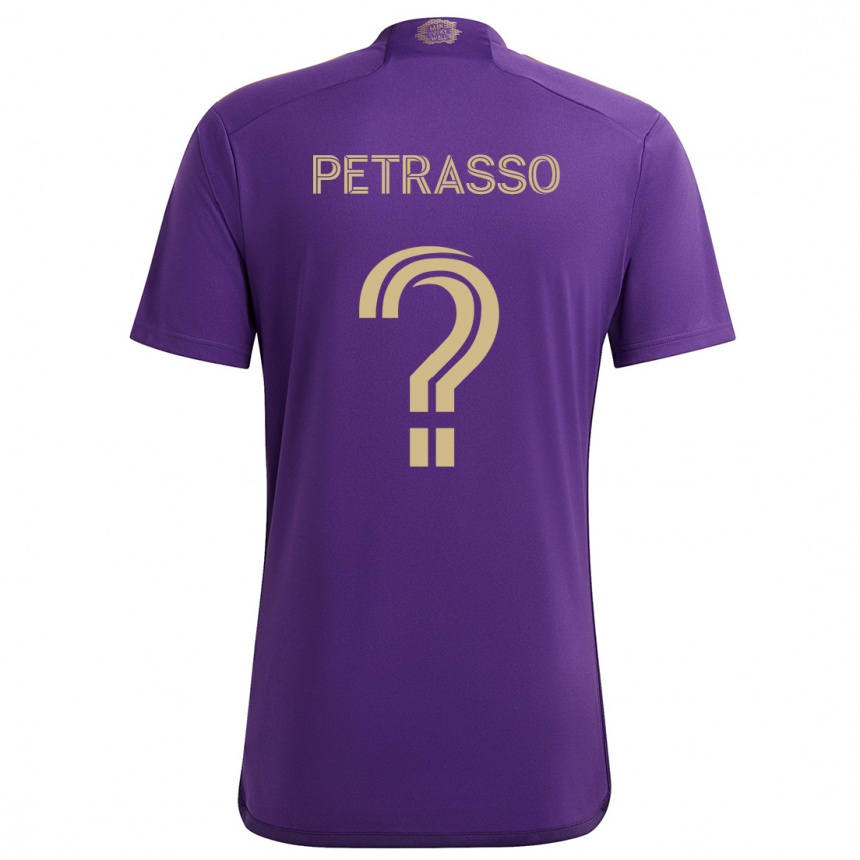 Kinder Fußball Luca Petrasso #0 Lila Gelb Heimtrikot Trikot 2024/25 T-Shirt Luxemburg