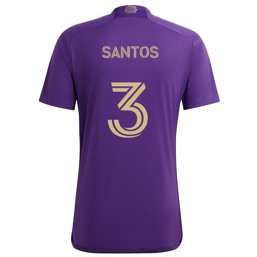 Kinder Fußball Rafael Santos #3 Lila Gelb Heimtrikot Trikot 2024/25 T-Shirt Luxemburg