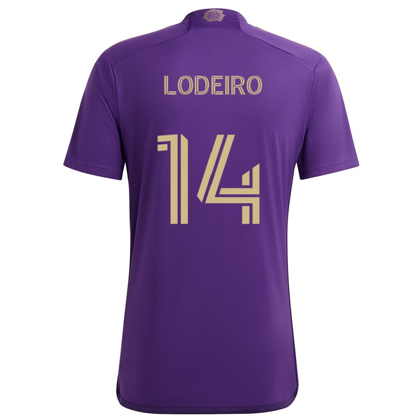 Kinder Fußball Nicolás Lodeiro #14 Lila Gelb Heimtrikot Trikot 2024/25 T-Shirt Luxemburg