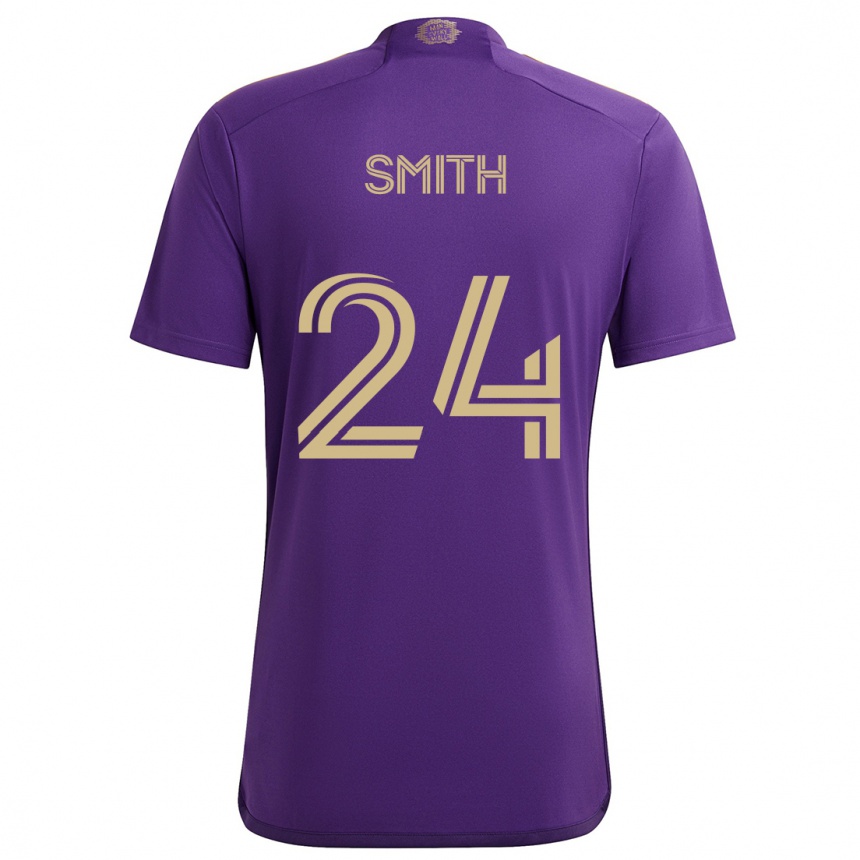 Kinder Fußball Kyle Smith #24 Lila Gelb Heimtrikot Trikot 2024/25 T-Shirt Luxemburg