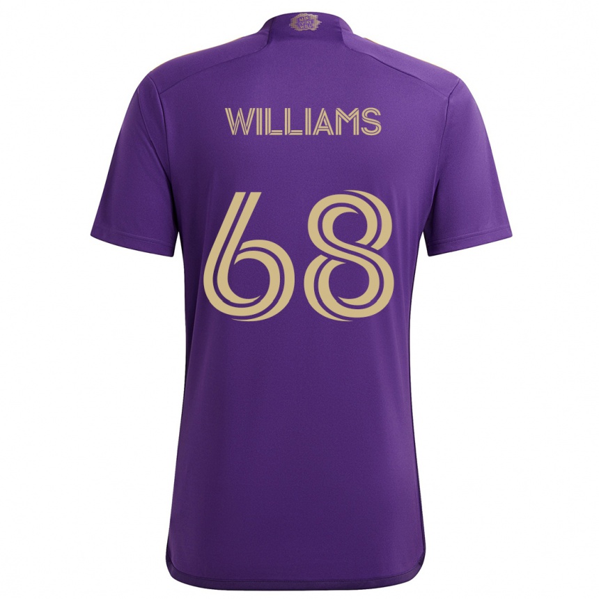 Kinder Fußball Thomas Williams #68 Lila Gelb Heimtrikot Trikot 2024/25 T-Shirt Luxemburg