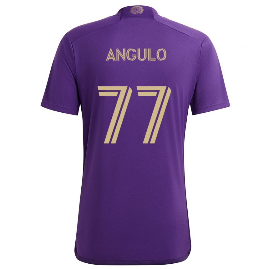 Kinder Fußball Iván Angulo #77 Lila Gelb Heimtrikot Trikot 2024/25 T-Shirt Luxemburg