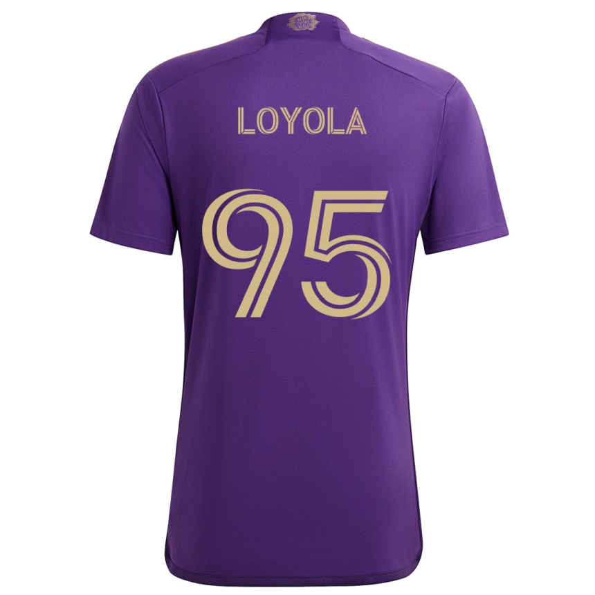 Kinder Fußball Favian Loyola #95 Lila Gelb Heimtrikot Trikot 2024/25 T-Shirt Luxemburg