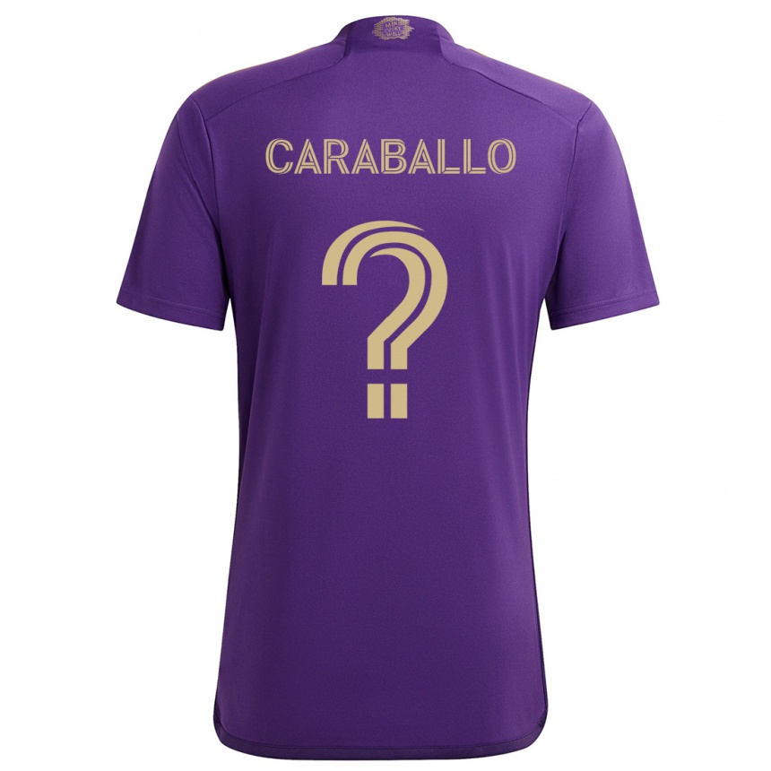 Kinder Fußball Gustavo Caraballo #0 Lila Gelb Heimtrikot Trikot 2024/25 T-Shirt Luxemburg