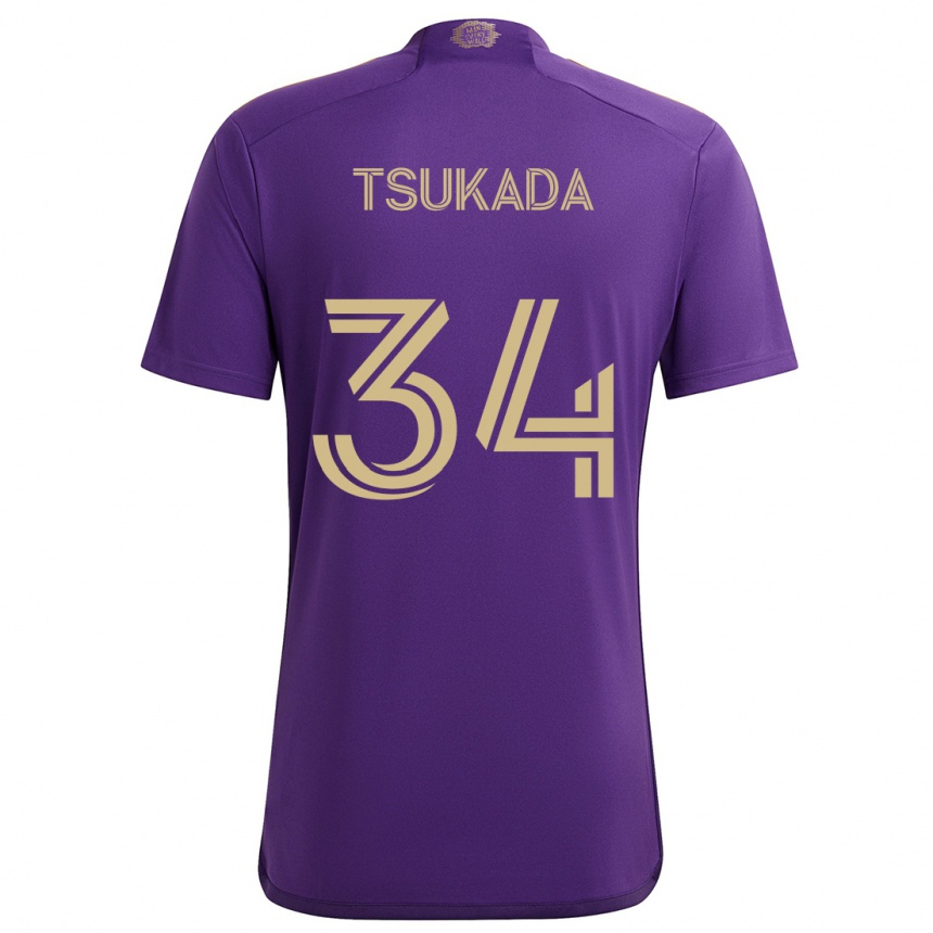 Kinder Fußball Yutaro Tsukada #34 Lila Gelb Heimtrikot Trikot 2024/25 T-Shirt Luxemburg