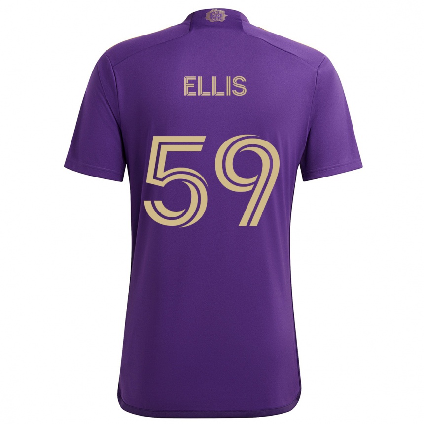 Kinder Fußball Justin Ellis #59 Lila Gelb Heimtrikot Trikot 2024/25 T-Shirt Luxemburg