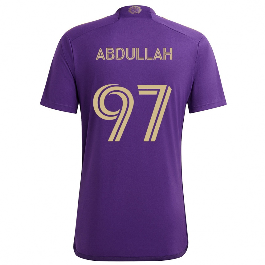 Kinder Fußball Majed Abdullah #97 Lila Gelb Heimtrikot Trikot 2024/25 T-Shirt Luxemburg