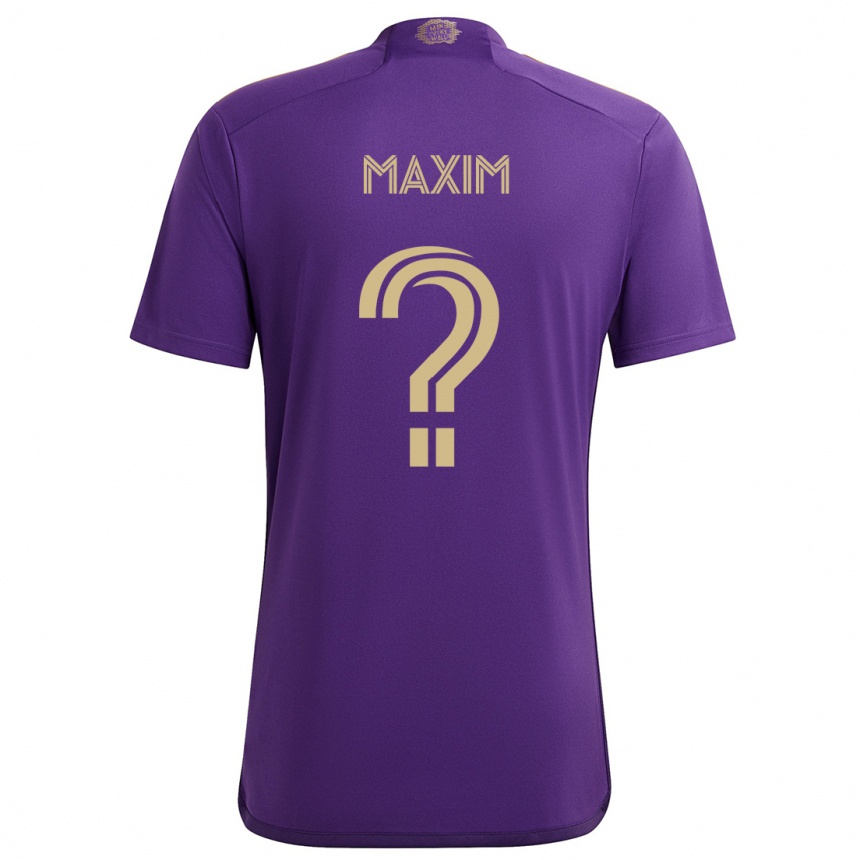 Kinder Fußball Luca Maxim #0 Lila Gelb Heimtrikot Trikot 2024/25 T-Shirt Luxemburg