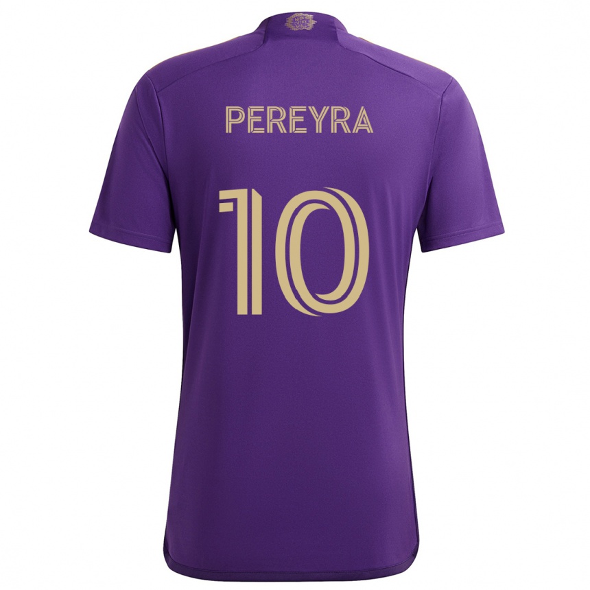 Kinder Fußball Mauricio Pereyra #10 Lila Gelb Heimtrikot Trikot 2024/25 T-Shirt Luxemburg