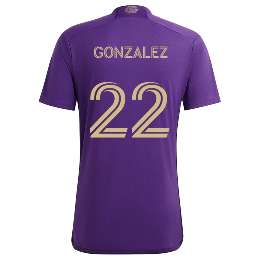 Kinder Fußball Gastón González #22 Lila Gelb Heimtrikot Trikot 2024/25 T-Shirt Luxemburg