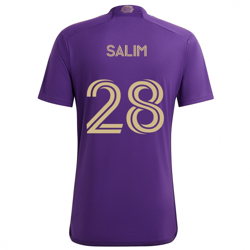 Kinder Fußball Abdi Salim #28 Lila Gelb Heimtrikot Trikot 2024/25 T-Shirt Luxemburg