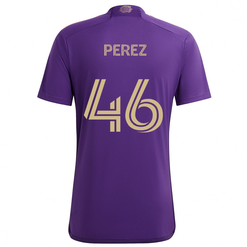 Kinder Fußball Franco Pérez #46 Lila Gelb Heimtrikot Trikot 2024/25 T-Shirt Luxemburg