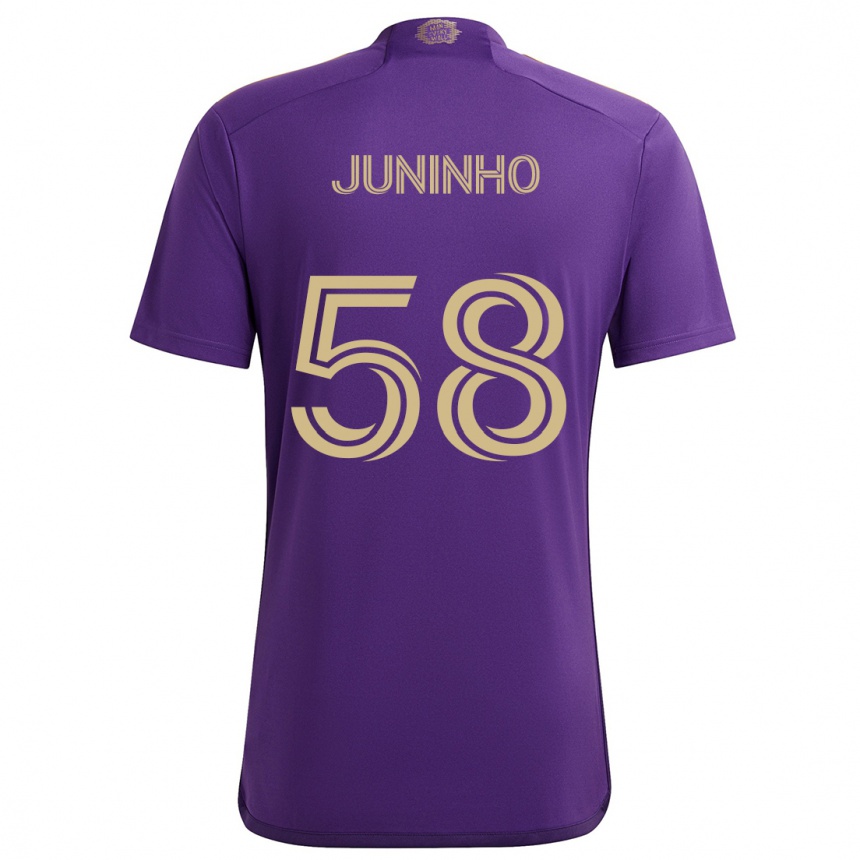 Kinder Fußball Juninho #58 Lila Gelb Heimtrikot Trikot 2024/25 T-Shirt Luxemburg