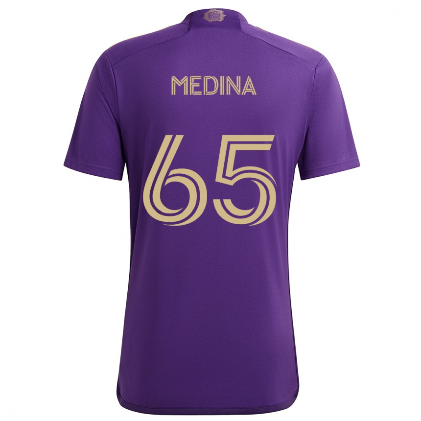 Kinder Fußball Cristian Medina #65 Lila Gelb Heimtrikot Trikot 2024/25 T-Shirt Luxemburg