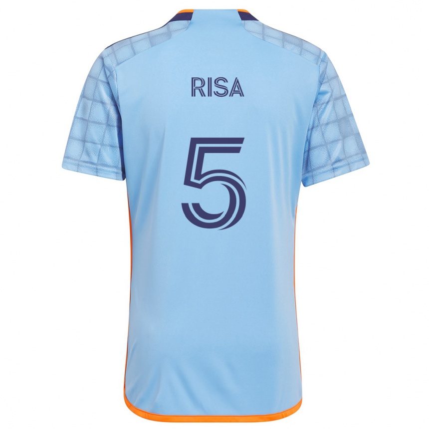 Kinder Fußball Birk Risa #5 Blau Orange Heimtrikot Trikot 2024/25 T-Shirt Luxemburg