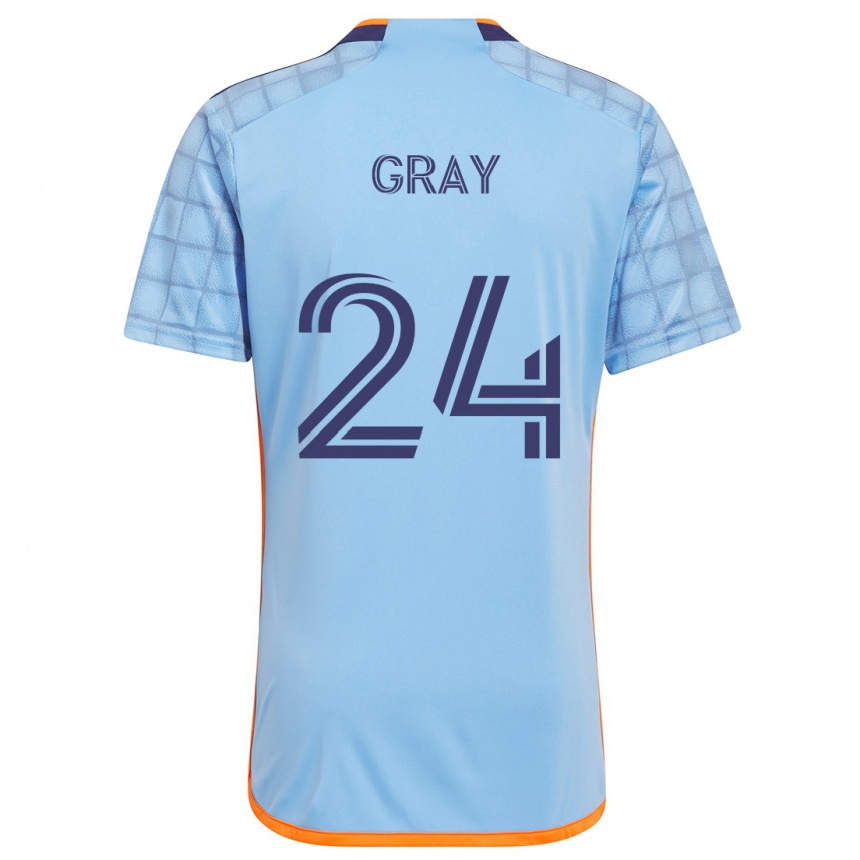 Kinder Fußball Tayvon Gray #24 Blau Orange Heimtrikot Trikot 2024/25 T-Shirt Luxemburg