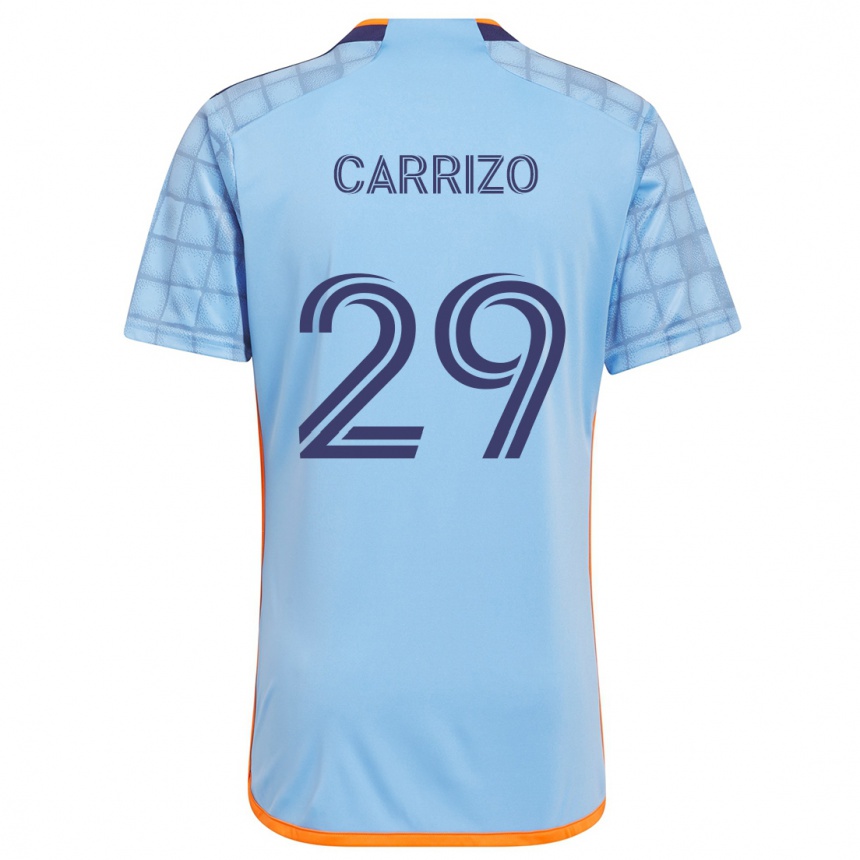 Kinder Fußball Máximo Carrizo #29 Blau Orange Heimtrikot Trikot 2024/25 T-Shirt Luxemburg