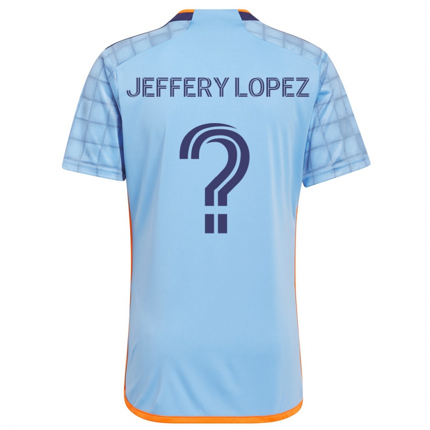 Kinder Fußball Jeffery López #0 Blau Orange Heimtrikot Trikot 2024/25 T-Shirt Luxemburg