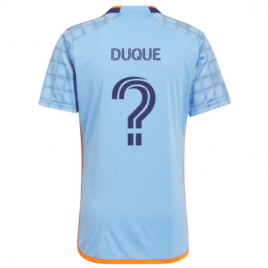 Kinder Fußball David Duque #0 Blau Orange Heimtrikot Trikot 2024/25 T-Shirt Luxemburg