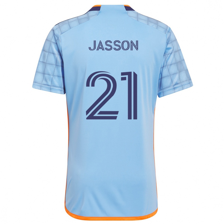 Kinder Fußball Andres Jasson #21 Blau Orange Heimtrikot Trikot 2024/25 T-Shirt Luxemburg