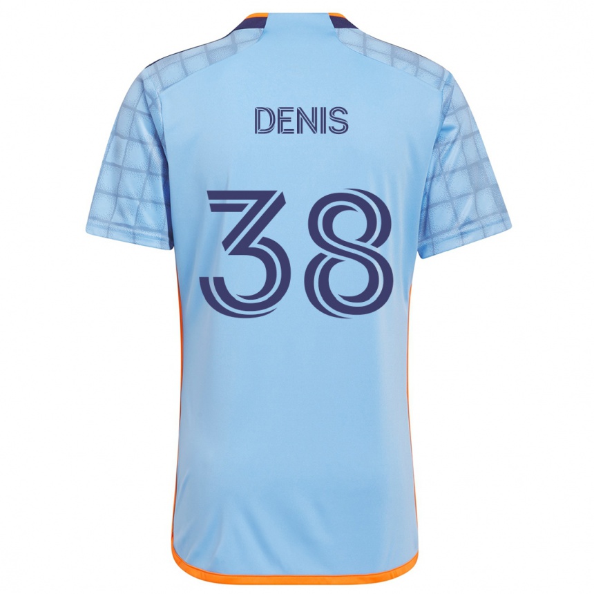 Kinder Fußball John Denis #38 Blau Orange Heimtrikot Trikot 2024/25 T-Shirt Luxemburg