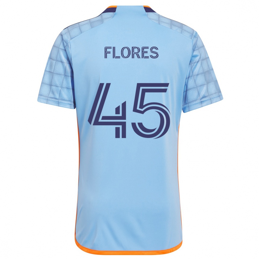 Kinder Fußball Brian Flores #45 Blau Orange Heimtrikot Trikot 2024/25 T-Shirt Luxemburg