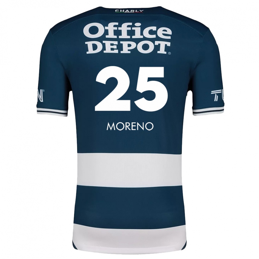 Kinder Fußball Carlos Moreno #25 Blau Weiss Heimtrikot Trikot 2024/25 T-Shirt Luxemburg