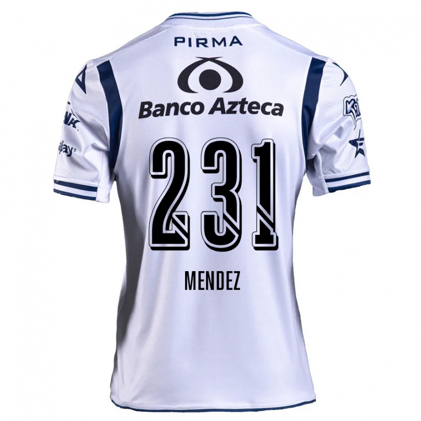 Kinder Fußball Alejandro Méndez #231 Weiß Marineblau Heimtrikot Trikot 2024/25 T-Shirt Luxemburg