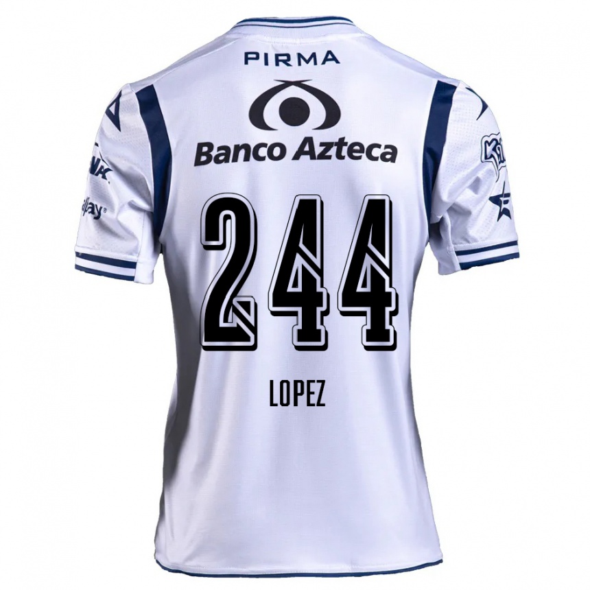 Kinder Fußball Daniel López #244 Weiß Marineblau Heimtrikot Trikot 2024/25 T-Shirt Luxemburg